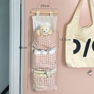 Túi treo ASDFGER, Túi lưu trữ chống nước họa tiết kẻ sọc, Túi dung tích lớn đa chức năng thông gió tiện lợi cho ký túc xá