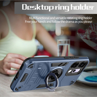 Dành Cho OPPO Reno 14 Pro 5G Ốp điện thoại Nhẫn Đứng Giáp Lưng Cứng Bảo Vệ Hạng Nặng Khung TPU Mềm Chống Sốc Mỏng Bao