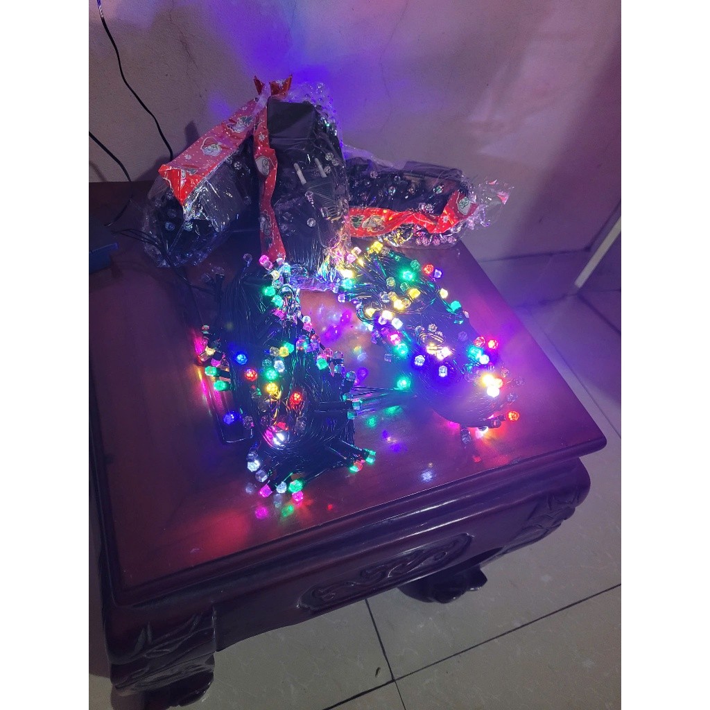 Dây Đèn Led Trang Trí Nháy Kim Cương 40m 7 Màu Trang Trí Quấn Cây,Đèn Nháy Chớp Noel, Tết.