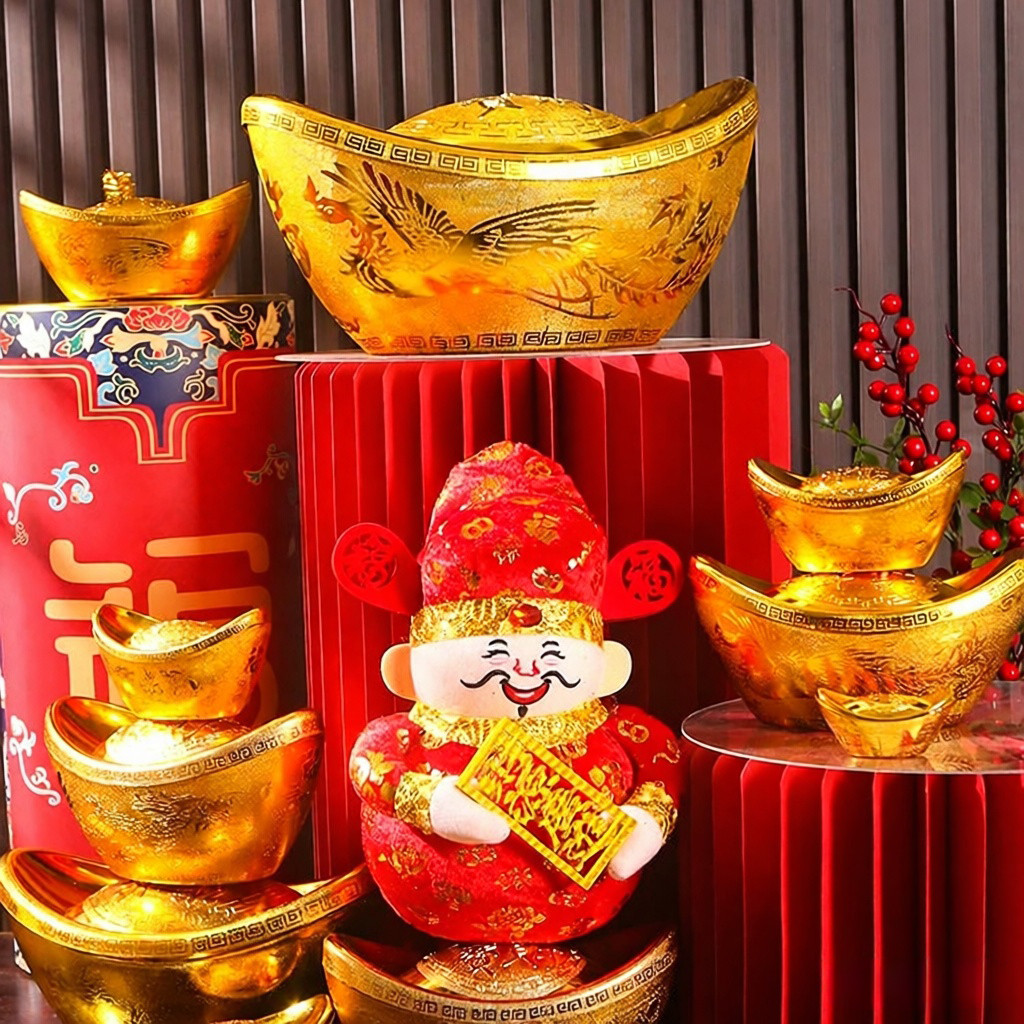 Mới Rỗng Mô Phỏng Thỏi Vàng May Mắn Thu Hút Yuanbao Chống Đỡ Trang Trí Lễ Hội Mùa Xuân