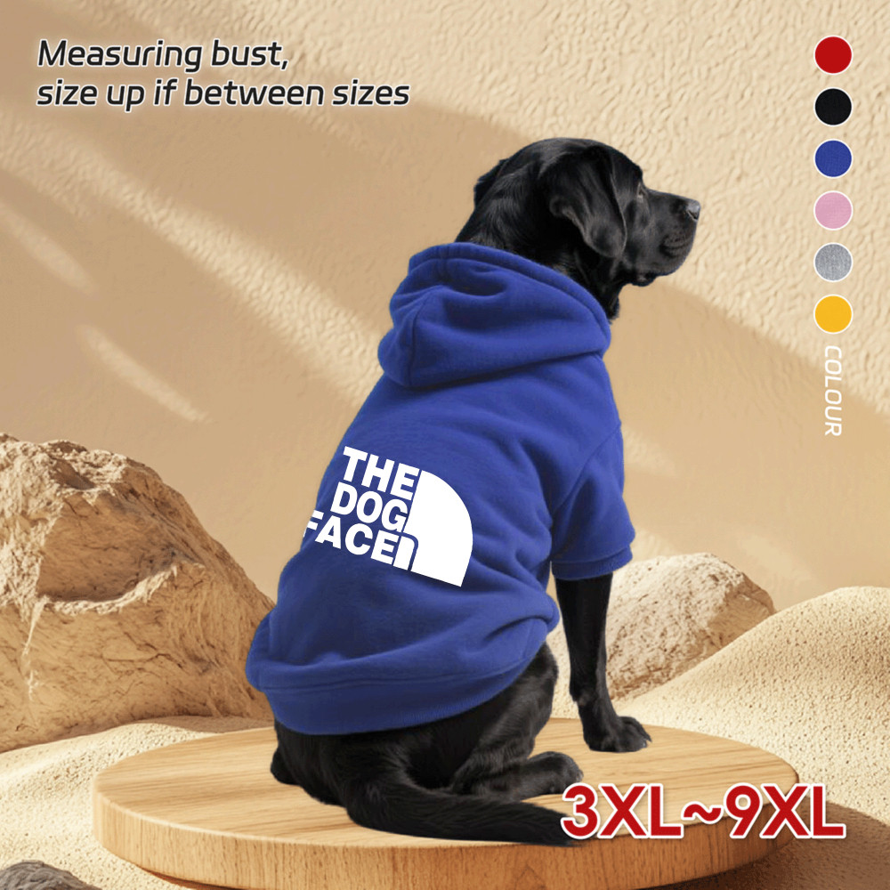 Áo Hoodie cho chó lớn 3XL-9XL, In mặt chó, kiểu áo chui đầu, Có 6 màu, Vải mềm, Thoải mái, thoáng khí, ấm áp, có thể giặt được, Thích hợp cho tất cả các giống chó lớn