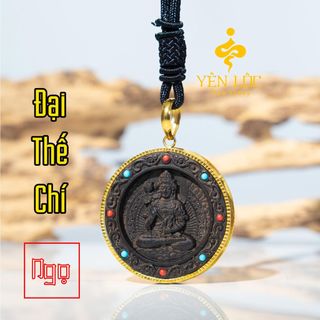 Mặt Trầm Indo Tròn - Bọc Vàng 8K - Trầm Hương Yên Lộc - Tặng kèm dây dù