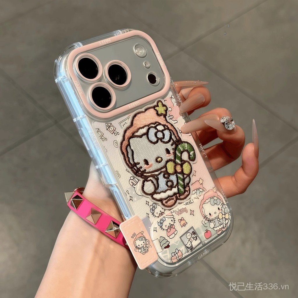 Phong Cách Mới Thêu kt Mèo Đứng Thích Hợp Cho 17PROMAX Ốp Lưng iphone16 11 14 15mate70