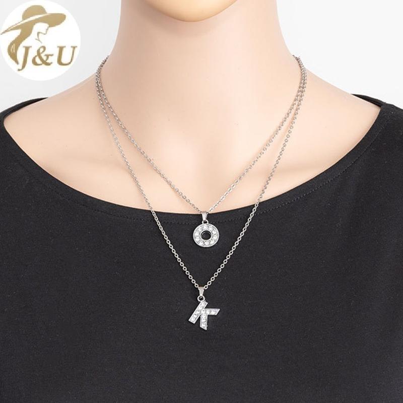 JU 1 Chiếc Zircon Chữ Mặt Dây Chuyền Nelace A Z Bảng Chữ Cái Trang Sức Nữ Thanh Lịch Xương Đòn Dây Chuyền Quà Tặng Cho Tiệc Kỷ Niệm VN