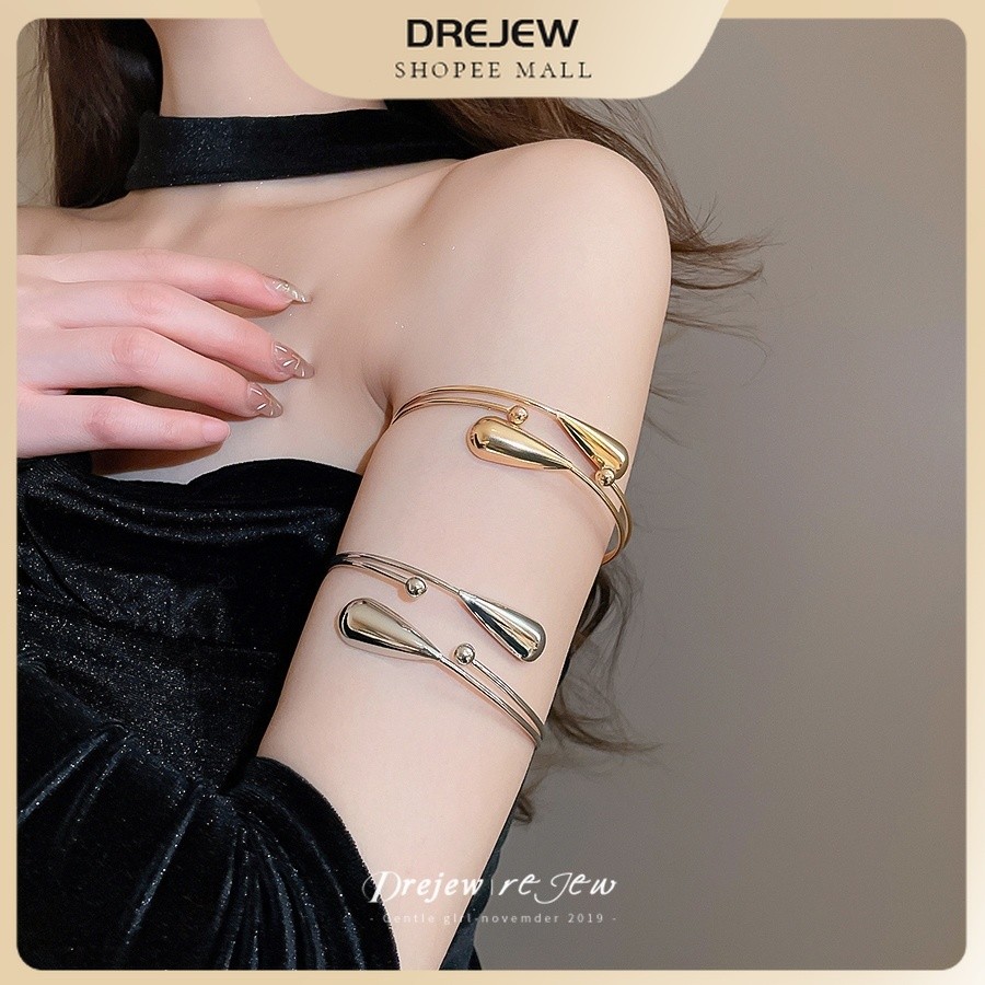 DREJEW Vòng đeo cánh tay mở hình giọt nước vàng/bạc Phong cách tối giản phù hợp đi tiệc dự sự kiện