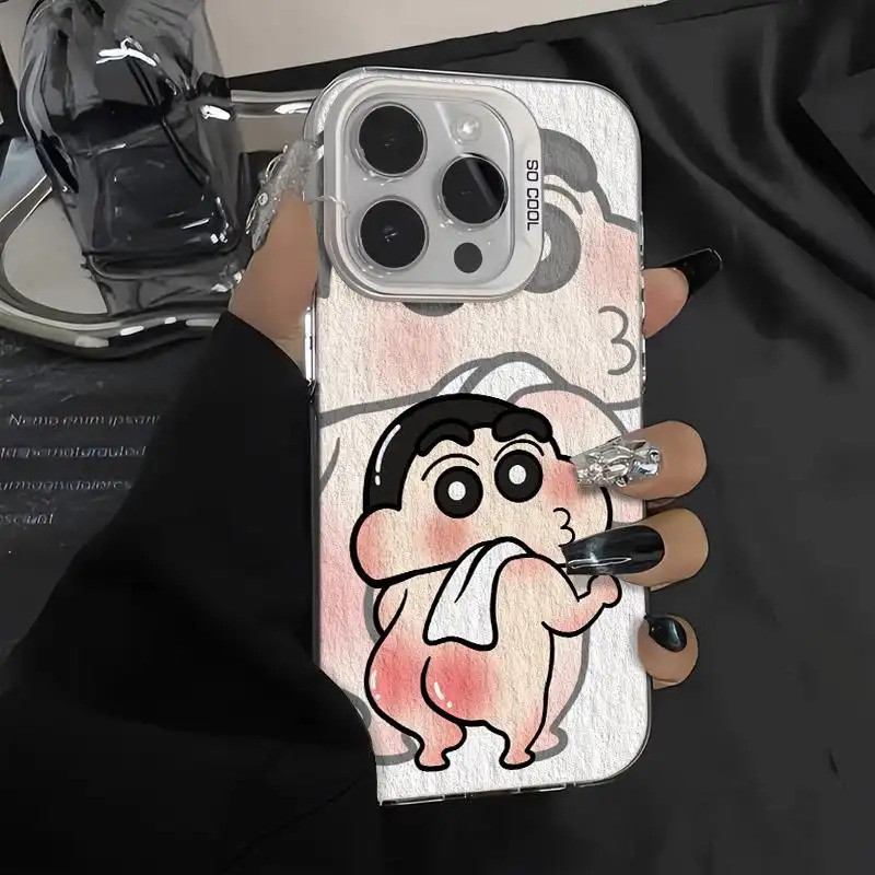 Ốp lưng chống sốc Crayon Shin-chan, thiết kế hoạt hình độc đáo phong cách vui nhộ Tương thích iPhone 17/16/15/14/13/12/1