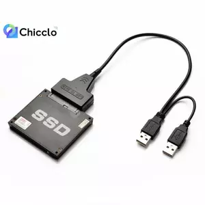 Cáp SATA cho máy tính xách tay SSD 2,5 Inch Máy tính để bàn HDD Bộ chuyển đổi ổ cứng gắn ngoài USB 2.0 có cổng cấp nguồn cho hệ điều hành, cho Windwos Nice