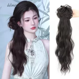 DELMER Móng Vuốt Kẹp Tóc Giả Đuôi Ngựa, Phong Cách Cổ Cổ Thấp Đuôi Ngựa Tóc Giả Phong Cách Mới, Hợp Thời Trang Hanfu Nhẹ Nhàng Đuôi Ngựa Xoăn Dài Tự Nhiên Cho Nữ