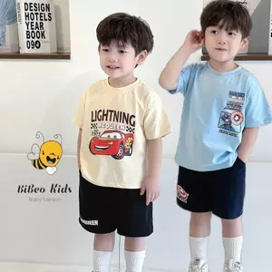 Bộ quần áo cộc tay in hình OTO MCQUEEN cho bé trai, Bộ quần áo chất COTTON thoải mái cho bé