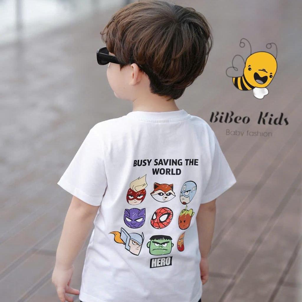 Bộ quần áo ngắn tay IN HÌNH HERO CHO BÉ TRAI, Quần áo chất COTTON mềm thoải mái cho bé