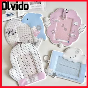 Giá đỡ Photocard OLVIDO Kpop, Giá đỡ ảnh Mini 3 Inch bằng nhựa PVC đa chức năng, có móc khóa Vỏ bảo vệ hình ảnh thần tượng dễ thương cho bé gái
