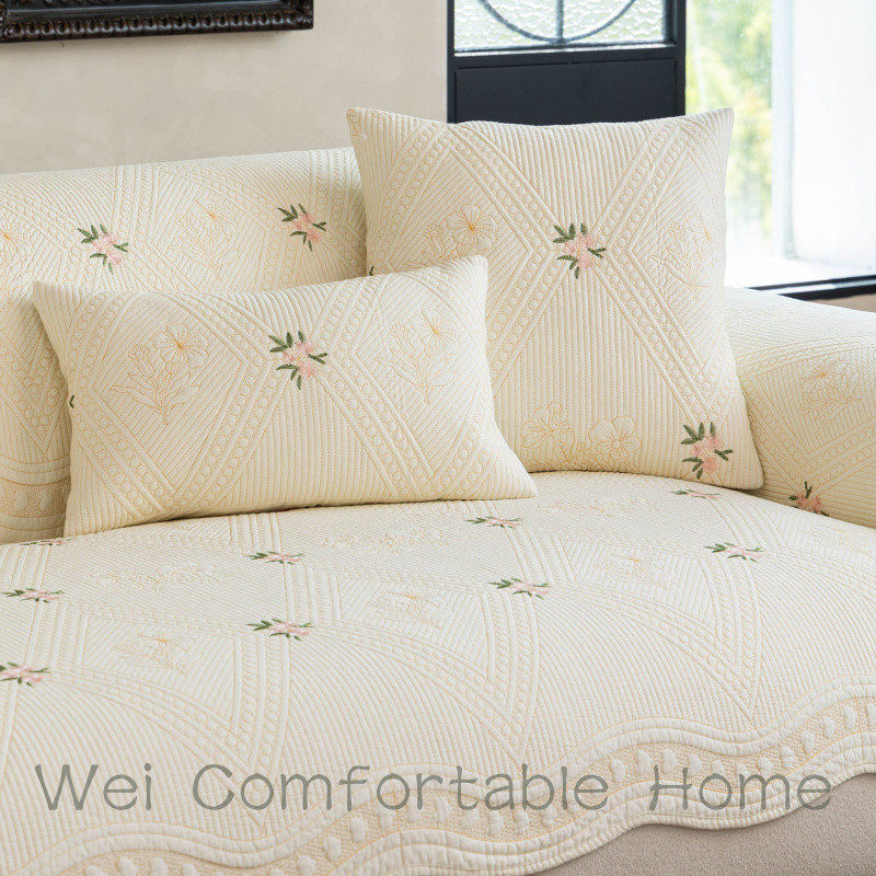 Tất Cả Cotton Thêu Sofa Đệm Bốn Mùa Đa Năng Sofa Bao 123 Người Đơn Giản Sofa Cover