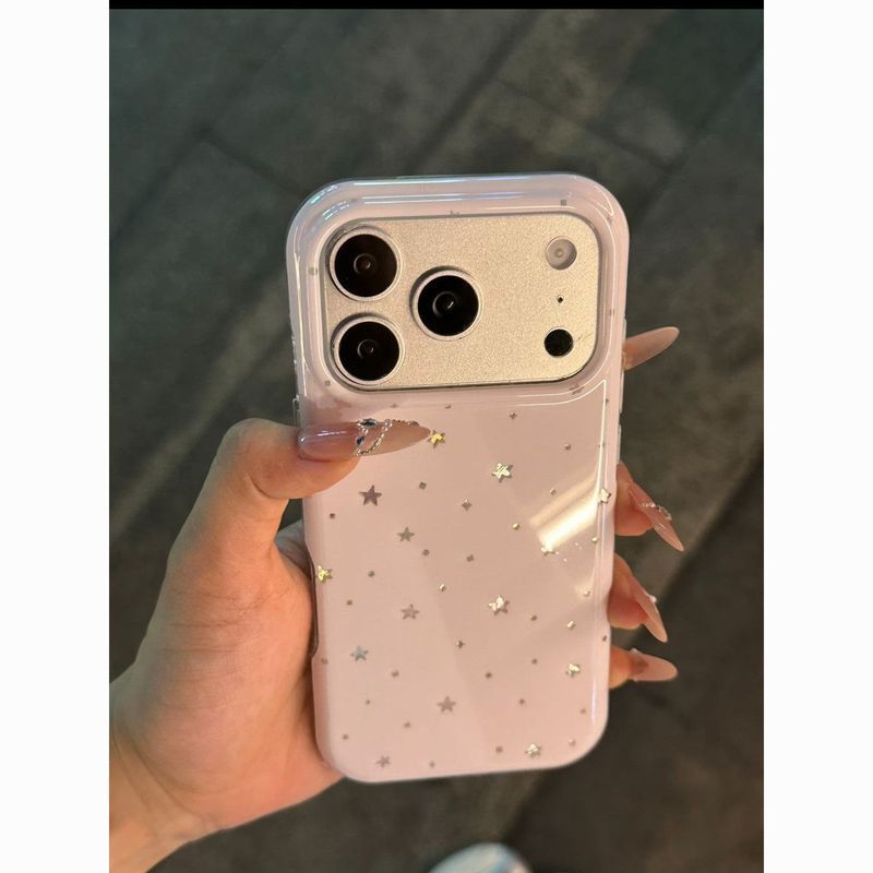 Kem Hồng Ngôi Sao Thích Hợp Cho iPhone17promax / 16 Vỏ Điện Thoại Apple 15Plus / 14 / 13 / 12xr