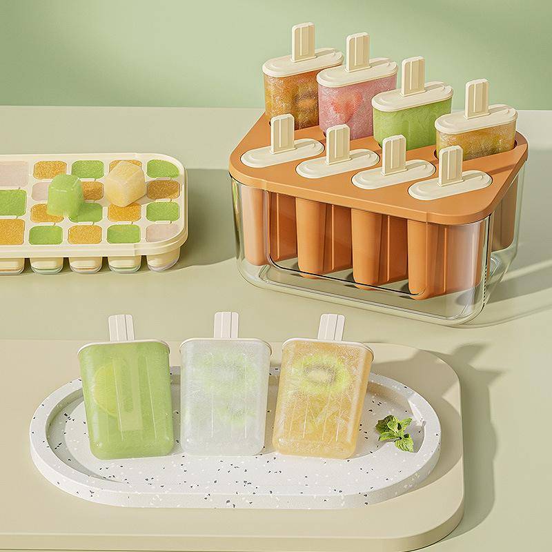PNPIA- 8 Khoang Ice Lolly Khuôn Bộ Khay Tủ Đông PP Có Thể Tái Sử Dụng Có Sti Dễ Dàng Phát Hành Cho Tự Làm Popsicles Mùa Hè Làm Món Tráng Miệng
