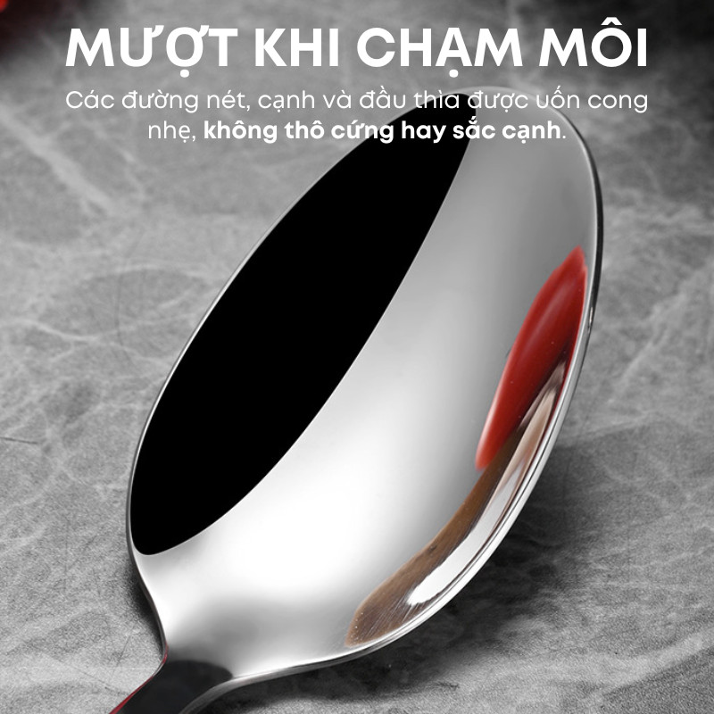 Thìa Ăn Kem Inox 304 Elegant 15cm Cao Cấp – Thìa Dessert, Tráng Miệng Sáng Bóng Sang Trọng | 343