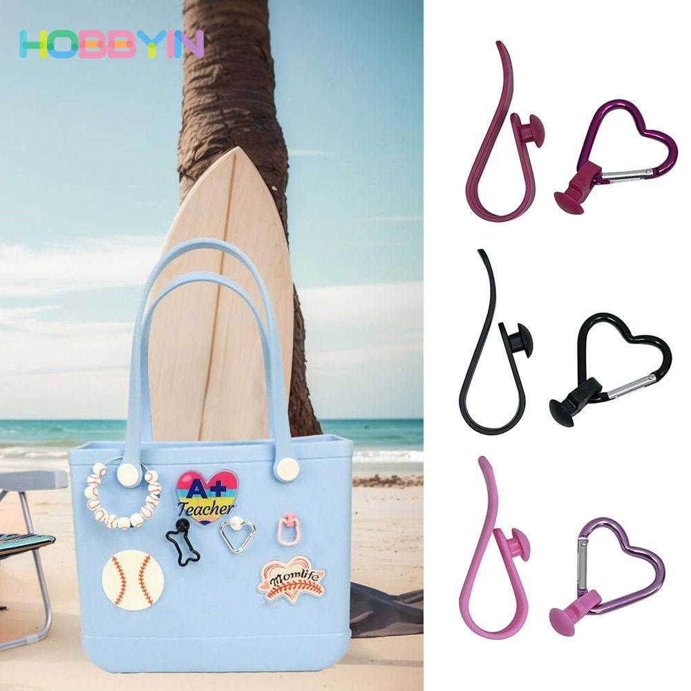 HOBBYIN 3 Móc Phụ Kiện Cho Túi Bogg, Đầu Nối Túi Nhựa Móc Phụ Kiện, Nút Chất Lượng Cao Hình Trái Tim Móc Khóa Túi Xách Kẹp Cho Túi Bogg