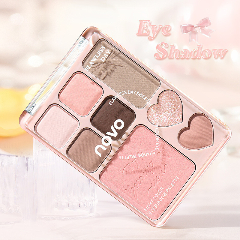 NOVO Palette 8 màu Sweet Holiday - [3in1: Mắt+Má+Highlight] tone đất, makeup nhẹ