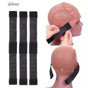 Dây thun viền có thể điều chỉnh DELMER, Băng đô chống trượt rộng thoải mái, Dây buộc tóc giả màu đen mềm bền 2,5 / 3,5cm để làm mũ giả