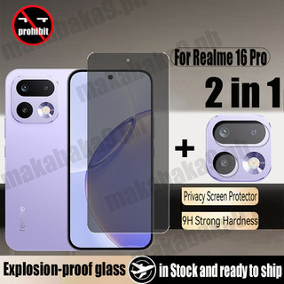 Kính cường lực chống nhìn trộm Realme 16 Pro 2 trong 1 Bảo vệ màn hình riêng tư cho Realme 15T 14 14x 12x 11x 13 12 Plus 5G & Phim ống kính máy ảnh