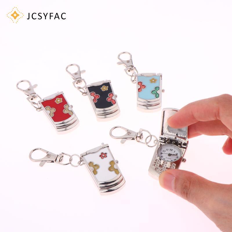 JCSYFAC 1 Thời Trang Retro Dễ Thương Bapa Mặt Dây Chuyền Lật Điện Thoại Móc Khóa Đồng Hồ Treo Sáng Tạo Quà Tặng Mới