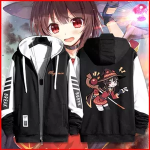 YB1 KonoSuba Thần Phước Lành Trên Thế Giới Tuyệt Vời anime Dây Kéo Áo Khoác Áo Khoác Unisex Top BY1