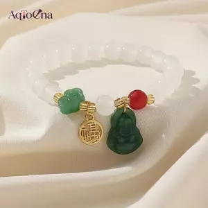 AqToCna Vòng Tay Tinh Tế Với Luy Cloud Maitreya Phật Fu Mặt Dây Chuyền Cổ Điển Trung Quốc Vòng Tay Cho Nữ Trang Sức Quà Tặng AqToCna