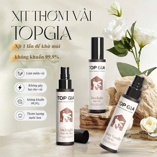 [COMBO 3 Chai] Xịt Thơm Vải TOPGIA 100ml Khử Mùi Kháng Khuẩn 99%, Lưu Hương, Chống Ẩm Mốc Quần Áo