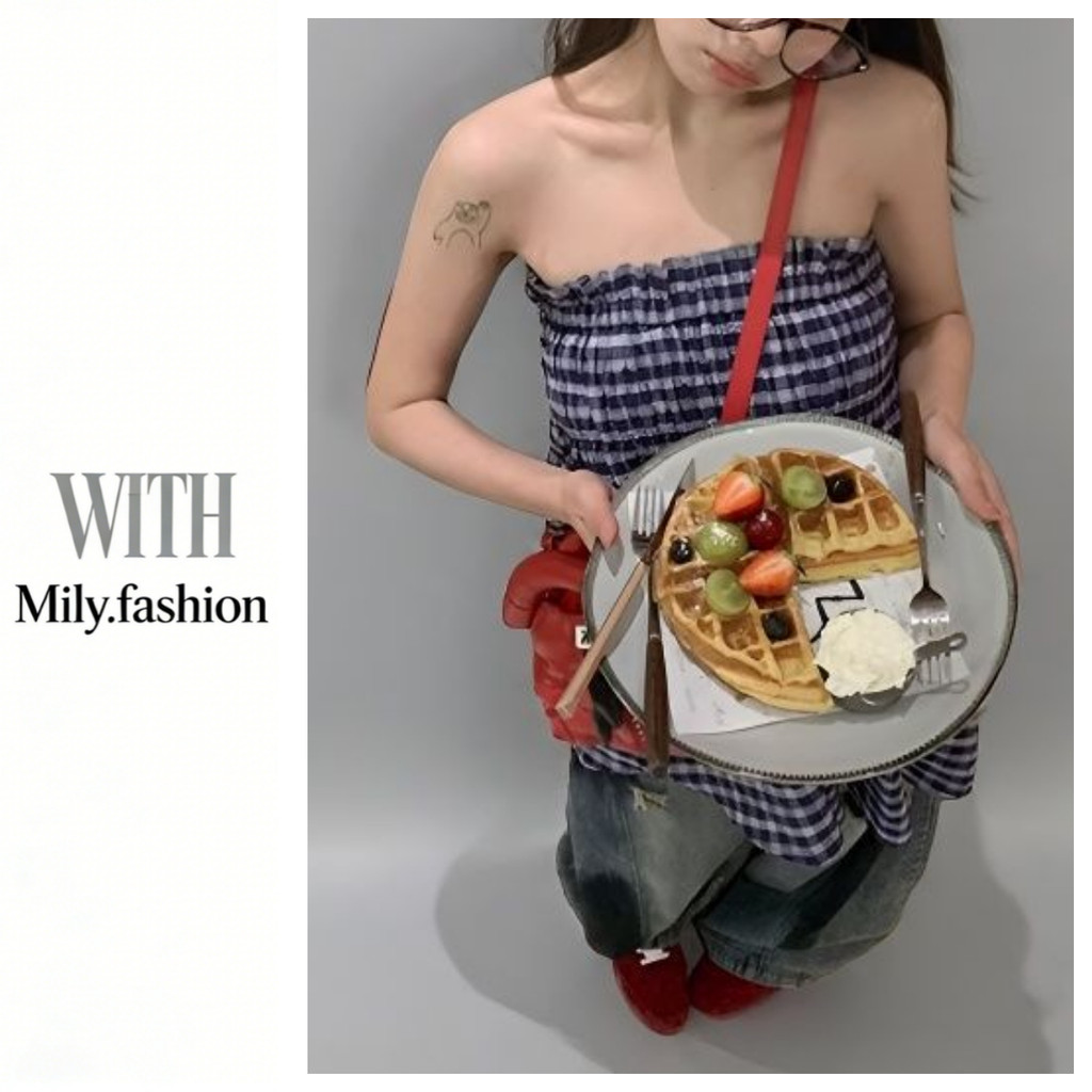 Milyfashion Mùa Hè Kẻ Sọc Váy Ống Top Hai Cánh Phong Cách Mới Phiên Bản Hàn Quốc Retro Tất Cả Trận Đấu Dù Váy