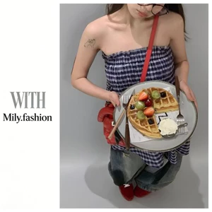 Milyfashion Mùa Hè Kẻ Sọc Váy Ống Top Hai Cánh Phong Cách Mới Phiên Bản Hàn Quốc Retro Tất Cả Trận Đấu Dù Váy