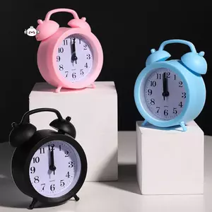 Maybest Double Bell Clo Đồng hồ bấm giờ chính xác Hoạt động bằng pin Mini Tròn Đầu giường Để bàn Báo động Clo Quà tặng trẻ em dễ thương {VN}