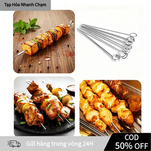 Bộ Que Nướng BBQ Inox 304 Cao Cấp - 5/10 Que 20cm/30cm, Chống Gỉ, An Toàn Thực Phẩm