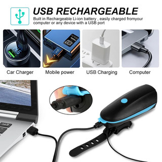 LOAI SẠC Đèn xe đạp siêu sáng có còi sạc usb chống nước 7588,đèn led xe đạp thể thao,T6 loại caocấp