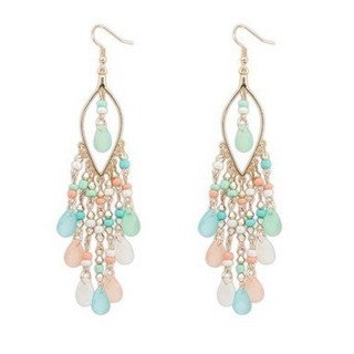 Bông tai boho hình giọt nước tua rua, xu hướng thời trang mới EKGP