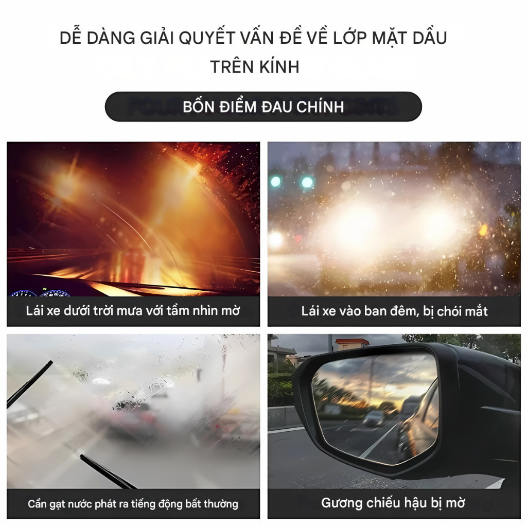 【COD】Bột làm sạch cho kính xe hơi, không chỉ tẩy dầu mạnh mà còn đánh bóng phục hồi độ trong suốt và sáng bóng cho kính