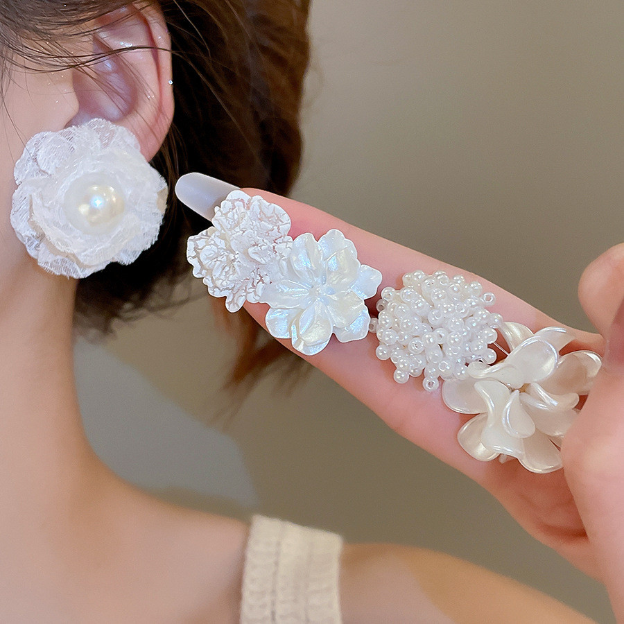 Bạc Kim Ngọc Trai Hoa Bông Tai Bộ Ngọt Ngào Và Thanh Lịch Bông Tai Thiết Kế Niche Sense Phụ Kiện