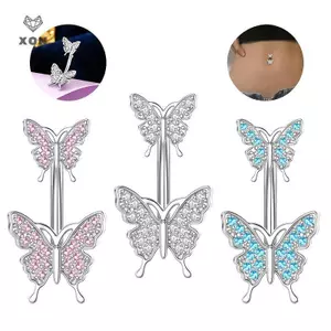 Nhẫn đính đá hai đầu bằng thép không gỉ Zircon xỏ khuyên bụng giả Trang sức cơ thể cho đồ trang trí nữ [Mina]
