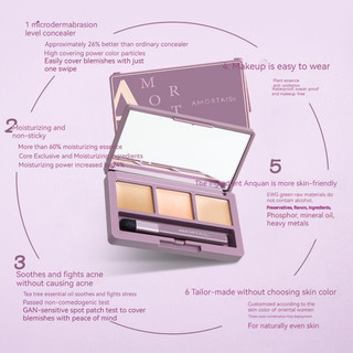 Amortals Face Tricolor Concealer Dark Circles On The Face Không Chặn Đường Che Điểm Mụn Dấu Che Khuyết Điểm Trang Điểm Mặt