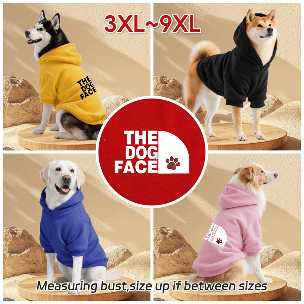 Áo Hoodie cho chó lớn 3XL-9XL, xu hướng In chân chó, kiểu áo chui đầu, Có 6 màu, Vải mềm, Thoải mái, thoáng khí, ấm áp, có thể giặt được, Thích hợp cho tất cả các giống chó lớn