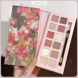 Phong Cách Mới 12 Màu Begonia Hoa Tranh Sơn Dầu Phong Cách Hồng Nâu Phấn Mắt Bảng Matte Pearlescent Fine Nhấp Nháy Màu Đất Thấp bão Hòa Bảng Phấn Mắt