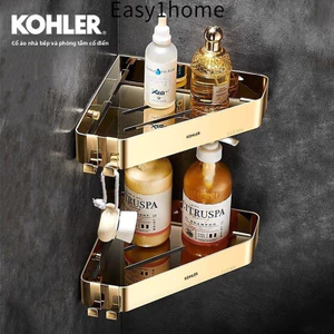 【 KOHLER 】Kệ góc tắm hình tam giác bằng thép không gỉ 304 mới nâng cấp, gắn tường, không cần khoan, giỏ góc hai lớp, giá