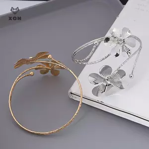 Bohemian Lá Charm Vòng Tay Trên Dây Xích Tay Kim Loại Rỗng Ra Họa Tiết Hình Học Retro Cánh Tay Vòng Tay Vòng Tay Cơ Thể [Mina]