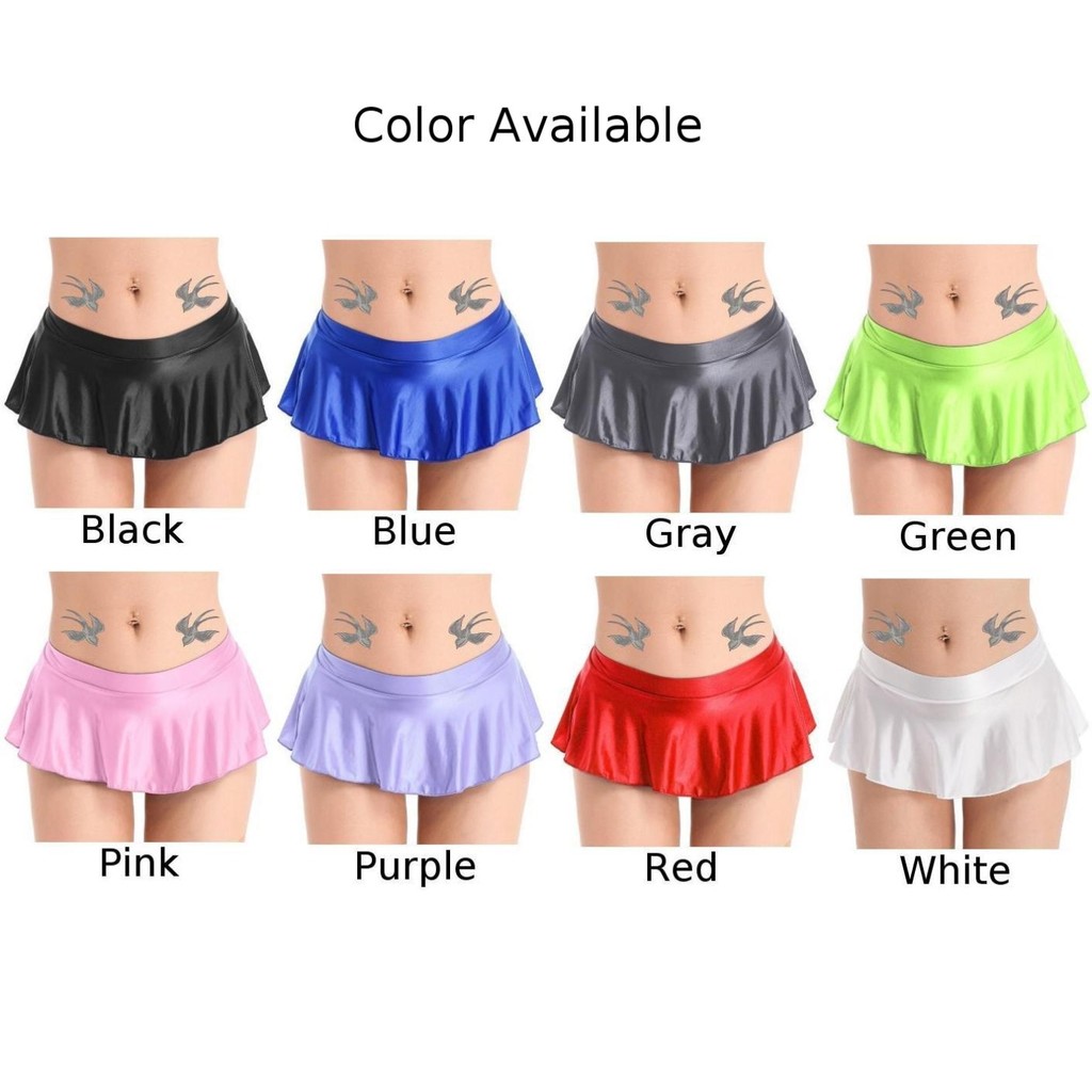 Váy ngắn thời trang màu trắng cho nữ / Wetlook Shiny Finish / Độ đàn hồi