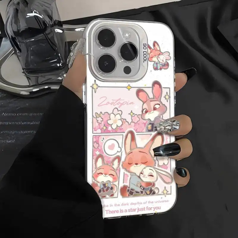 Ốp lưng Zootopia nhiều màu, phong cách dễ thương cho người yêu hoạt hình Disney cho iPhone 16 Pro Max, 11, 15 Pro Max, 1