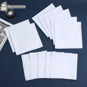 Cheenm 6 / 12 Chiếc Khăn Tay Nam Trắng Nguyên Chất Khăn Tay Nữ Trơn Khăn Tay Cotton Nguyên Chất Khăn Tay Flap Thi Sĩ Quần Khăn Viền VN