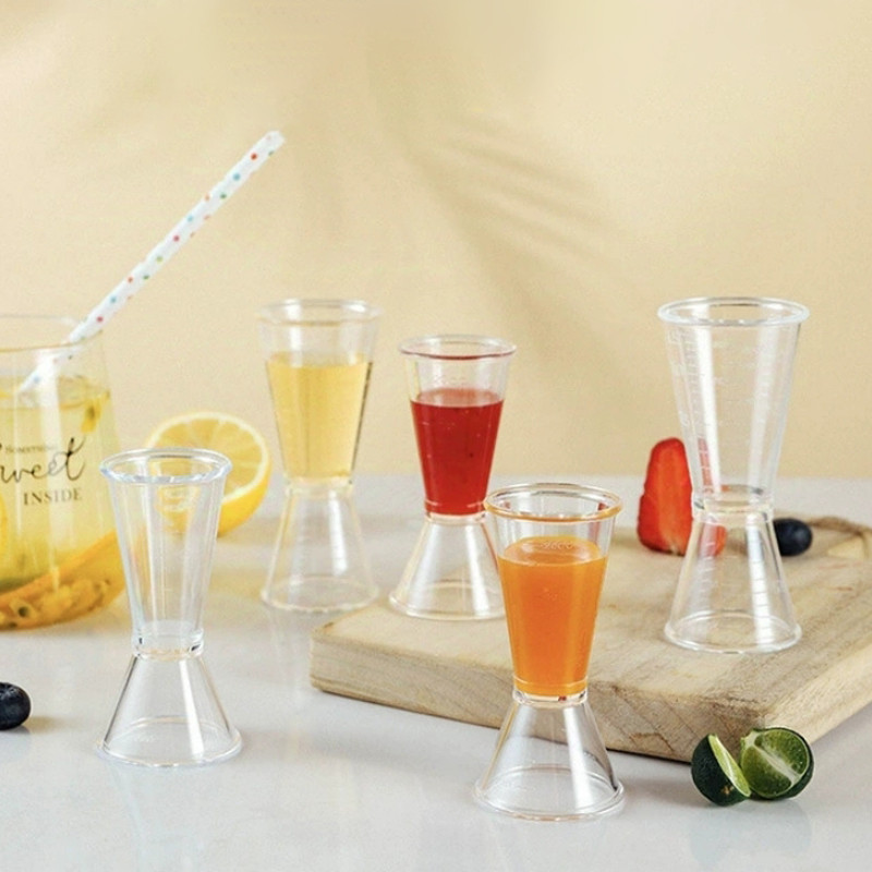 Cốc đo hai đầu 20 / 40ml mới Dụng cụ đo lường Cocktail bằng nhựa trong suốt Jigger Bar