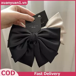 XUAN Thanh Lịch Nơ Ruy Băng Kẹp Tóc Thời Trang Đơn Giản Chắc Chắn Satin Mùa Xuân Kẹp Tóc Retro Với Kẹp Bé Gái Phụ Kiện Tóc VN