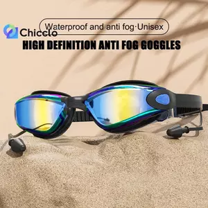 Kính bơi Nút tai bơi Kính chống nước chuyên nghiệp HD Chống sương mù UV Silicone Kính có thể điều chỉnh nam Kính trong suốt Đẹp