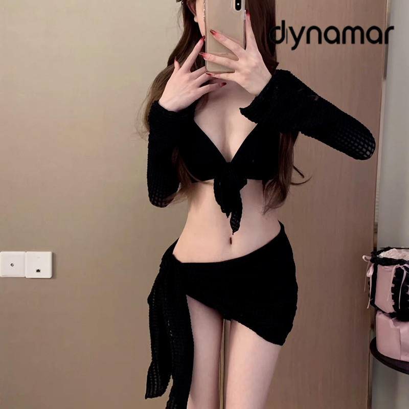 【dynamar】Hàng Có Sẵn-Bộ Bikini Gợi Cảm Phong Cách Hàn Set Bikini 4 Mảnh Thời Trang Đi Biển Áo Bơi Nữ