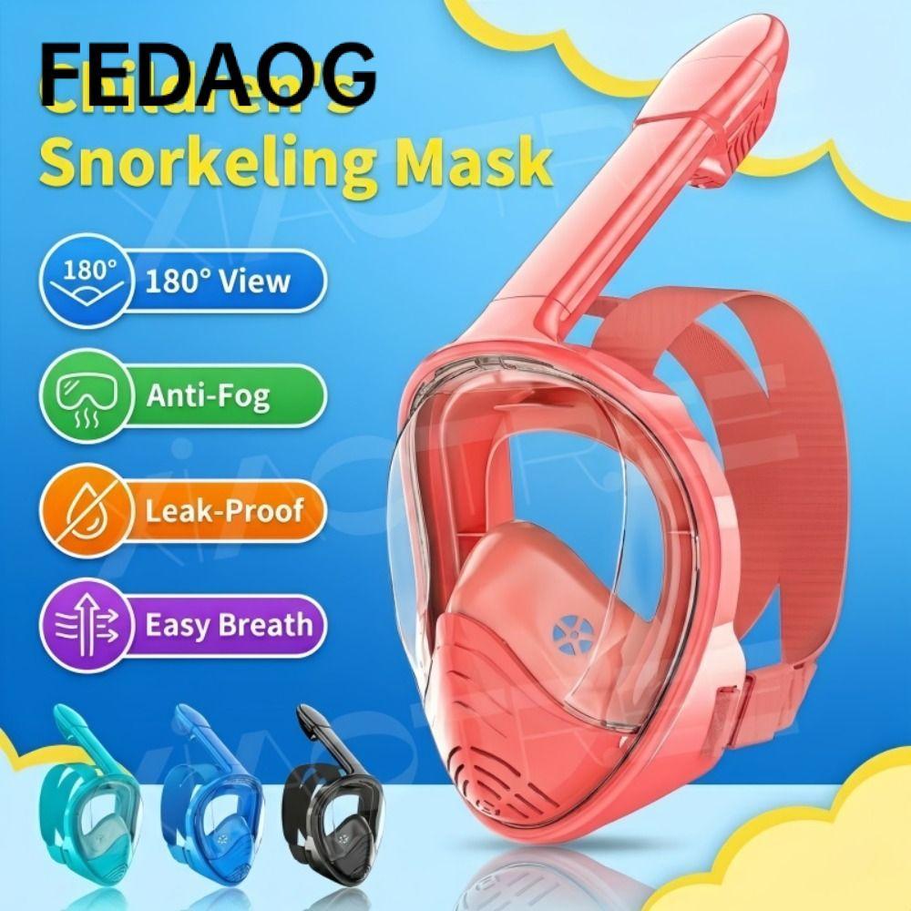 Lặn FEDAOG, Ống thở toàn mặt bằng silicon mềm cho trẻ em, Chống rò rỉ an toàn Dễ mặc Chống sương mù Trẻ em Lặn biển
