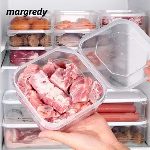 Hộp thịt đông lạnh trong suốt MARGREDY, Hộp bảo quản trái cây cấp thực phẩm trong suốt, Tủ lạnh sắp xếp Hộp bảo quản kín 350ml đặc biệt